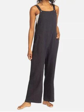 Roxy Organic Cotton Jumpsuit, Beachside Dreaming, Phantom, size Medium